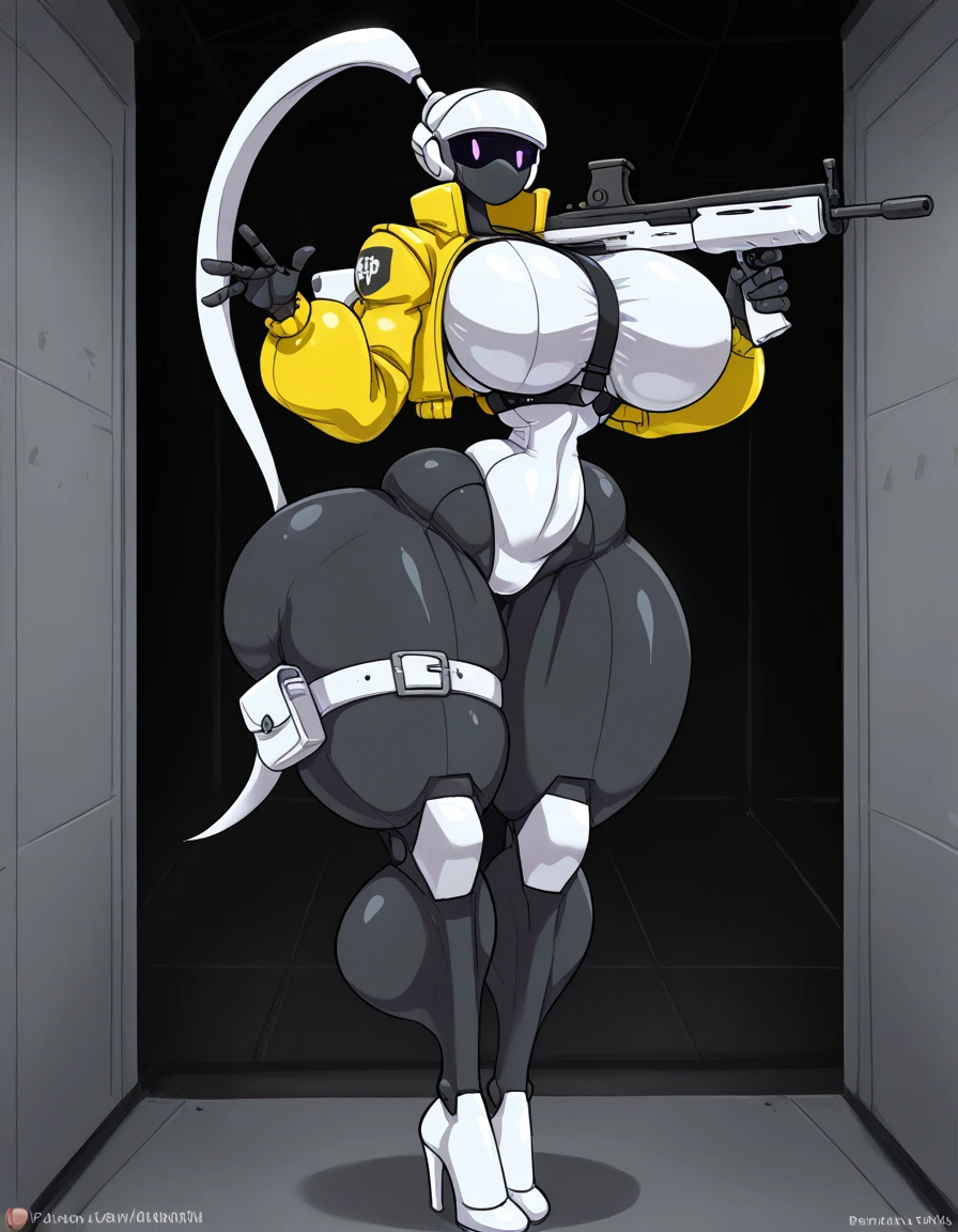 (masterpeace, high quality, 4K, HDR:1.4)                   BREAK                                                                        (Female muscular xenomorph mother with white underpants and shirt:1.3)                                             BREAK                                                                        (white  panties,  white shirt, behind shirt:1.3), black body, missing tail                                                                           BREAK                                                                         rear view, crawl on all fours, white background