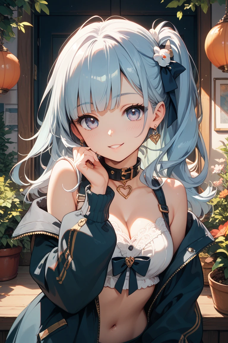 Both hands are touching cheeks、Hands near the face、(masutepiece:1.3), (8K, Photorealistic, Raw photo, Best Quality: 1.4), Beautiful face, (Realistic face), Beautiful detailed eyes, (Realistic skin), Attractive, Intricate details,Golden ratio, 1 girl,Naughty smile, (rainbow hair:1.4),((Long twintails,Ribbon 1.4)),Blue athletic wear,(Blue Butterfly Hair Ornament 1.3),cleavage,Dynamic Pose,Dynamic Angle,Intricate details, Hyper realistic、only face、A smile、Smiling、Face enhancement、marason、Autumn Park、the morning sun、Luz Divina、Deities、Heaven、rainbows