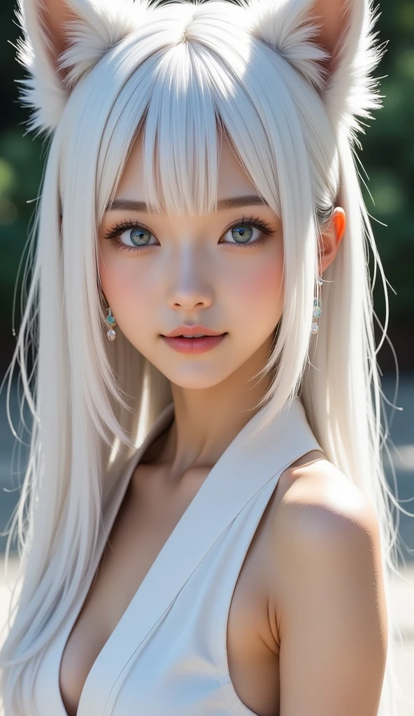 Absurd resolution, high resolution, (work of art: 1.4), hiper-detalhe, White hair, young thin girl, big-ass