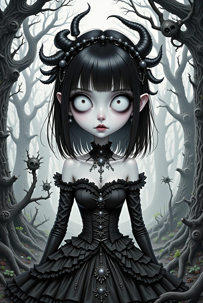 a graphite copper plant Krampus ,made of dead plants,a girl made of plants of Silent Hill, atmosphere with backlit,forest city chinesse pixie,A charming and fascinating creature with otherworldly forms that blend the best aspects of the monster human form and the innocent charm of a precocious , once pretty, wings, (best quality: 1.4), (masterpiece: 1.2), detailed, complex, high resolution, iridescent colors, texture, complex, gorgeous, 3D, highly detailed, (Professional photography, extremely detailed),Tim Burton, Dale Chihuly, Bruce Zheng, extremely detailed, high detailed eyes,8k resolution,RAW,retina, Nikon Z9,Nicola Samori, Sergey Zabelin,Aerith Gainsborough,pale demon woman , a foggy marsh on background, horror movie, cinematic look, creepy aesthetic, ultra detailed, photorealistic, masterpiece.