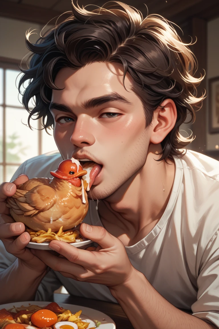 A king eating chicken