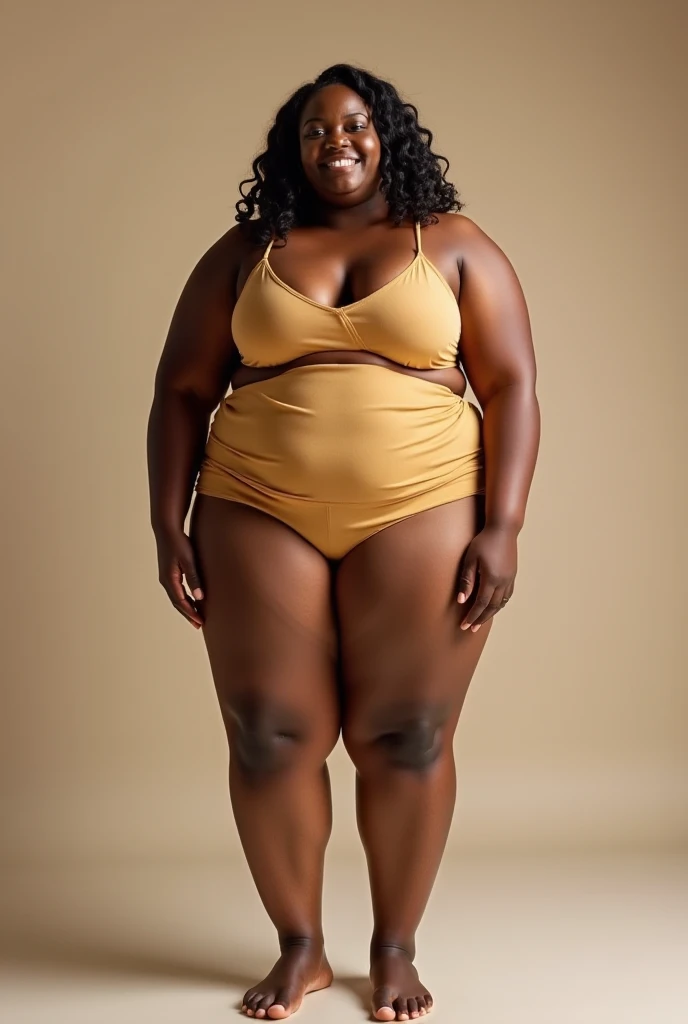 a sexy curvy tamilian black woman maid naked with big breasts and big ass and hairbun