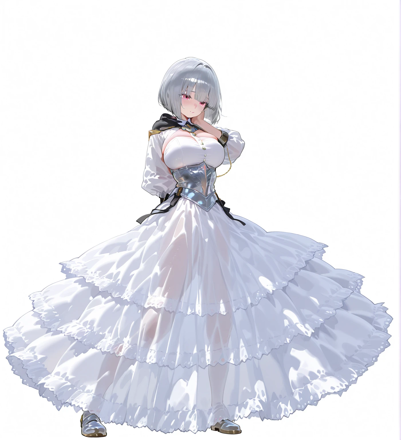 Beautiful arts wallpaper moonlight Outside castle top High level image quality best image quality 8K adult woman silver castle hall more colors whole body view portrait wearing pure white Goddess dress horn ears short hair((shortcut)(gray hair)(perm)(fluffy)) eye color is blue , evil face , face detailed , face fixed , smile , labrynth , barefoot , teasing with her breast, , standing , looking at the windows , stovie , crystal chandaglier , white curtains