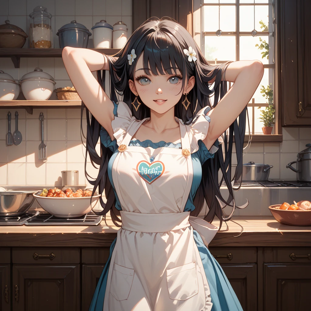 One Girl、(20-year-old woman)、Cat ears headband、Cat tail、Black maid outfit、Holding a tray with two parfaits on it in one hand、With the other hand, lift your skirt to show your underwear、Short skirt、I can see your pants、White knee-high socks、Striped pants、Highest quality、8K、Beautiful Face、Mischievous smile、Wink to the viewer、View Viewer、A bright cafe with a black cat
