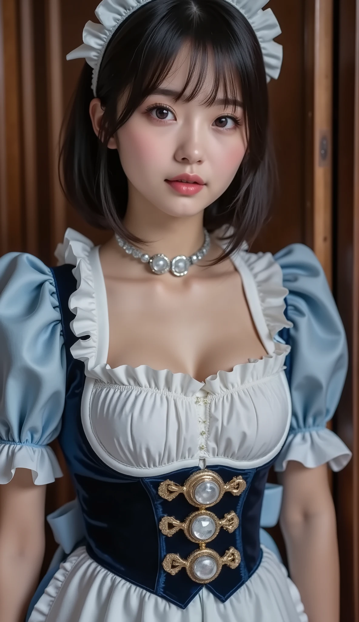 (Realisticity: 1.3), Fine, Quality, Rembrandt Lighting, (Masterpiece: 1.2), (Realisticity: 1.2), (Best Quality), (Skin Details: 1.3), (Intricate Details), Dramatic, Ray Tracing, 1Girl, Eighteenth-century European Lady Costumes, Gorgeous Costumes, Confident and Independent Beauty, Unique Charm, Blonde, 21 years old, huge breasts, open chest, open collar, revealing most breasts, Elizabeth Swan, Field