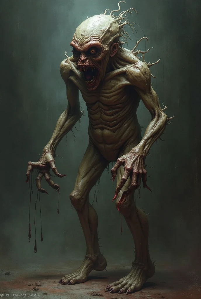 Make a picture of a creature made of human parts