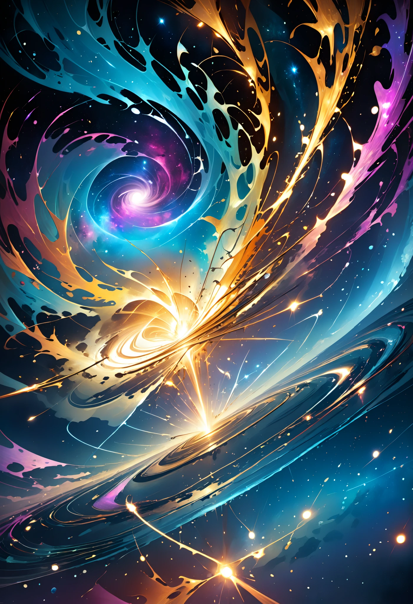 ultra detailed, absolutely resolution, masterpiece, spiral galaxy, cosmic rays, electromagnetic waves, sparks, various effects