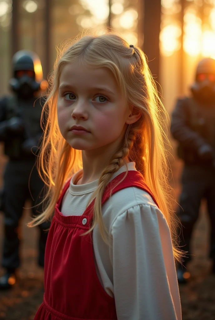 Beautiful 10 year old white child girl, com cabelo azul claro longo, com grandes olhos azuis bem juntos horizontalmente ao nariz,fofa,com bochechas rosadas, com jaqueta preta,blusa preta,de batom vermelho,with cord with bitcoin symbol ,lente 55 mm abertura f/1.8,with blurry background of an urban city at night full of illuminated buildings and blue and red poles