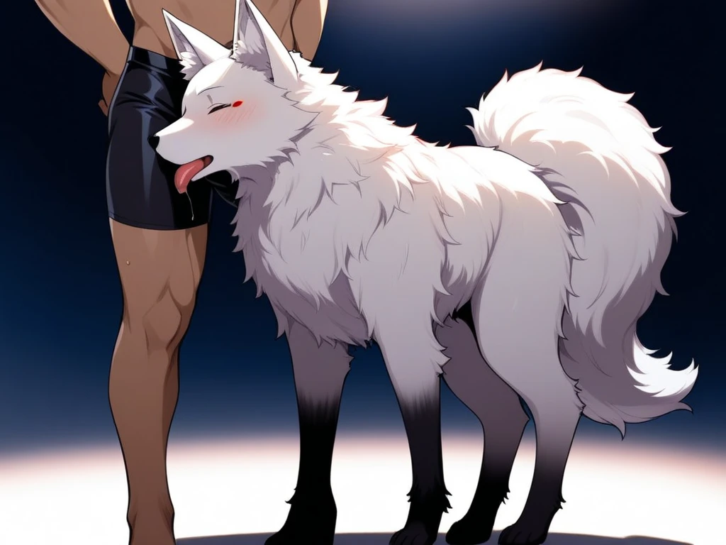 score_9,score_8_up,score_7_up, source_furry, kemono style, amaterasu from okami, bald, furry head, yellow eyes, black sclera, female Anthro wolf, black lips, feet paws with four toes, naked, wearing skimpy open kimono, sex, cowgirl position sex, she is riding a faceless human male, male is cropped out, male is grabbing her thighs, she looks satisfied, she is grabbing her breasts, in a fancy temple bedroom, on a bed, side view