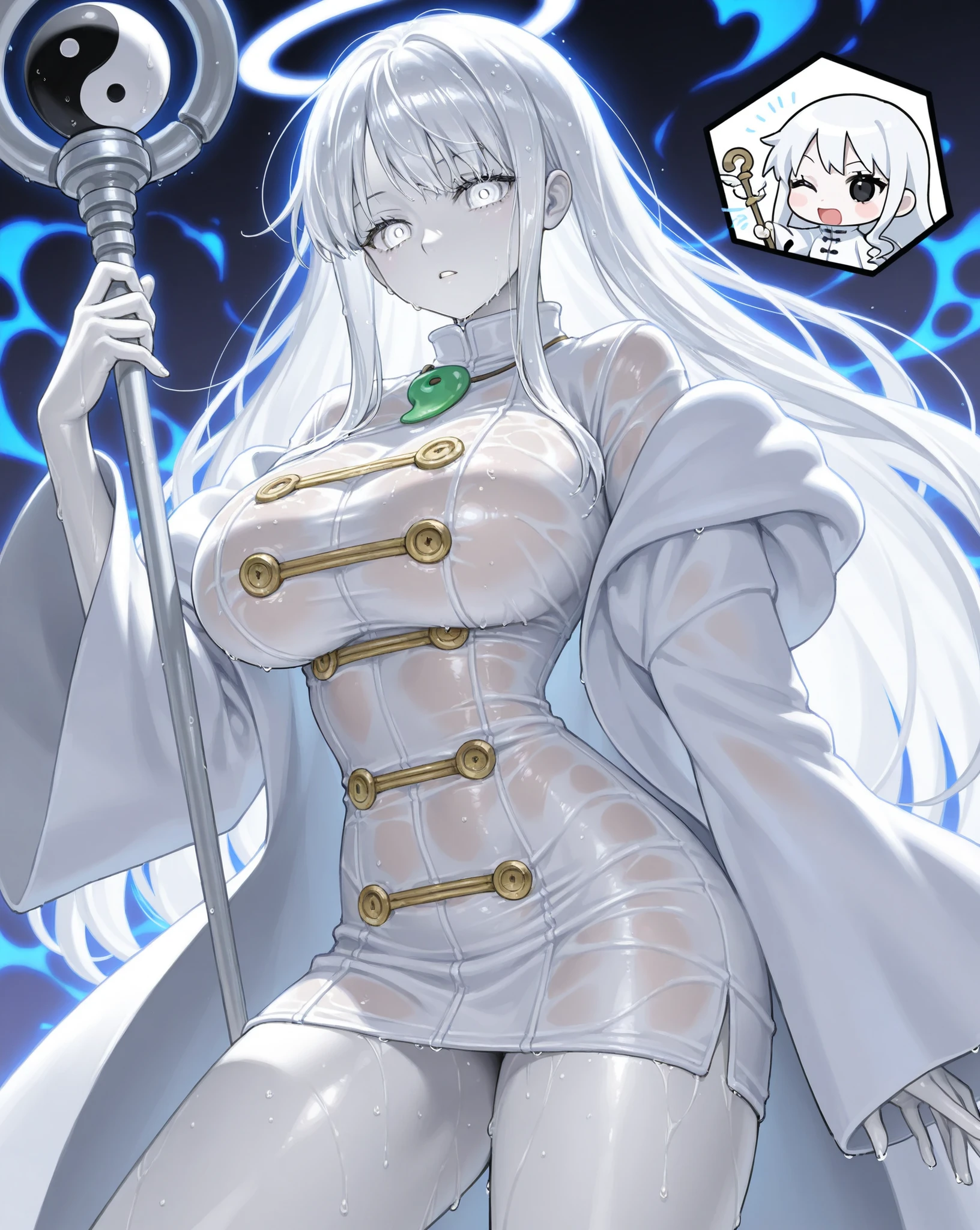 score_9, score_8_up, score_7_up, BREAK
SulongForm_OrangeDress_ownwaifu,
1girl, white hair, animal ears, rabbit girl, red eyes, long hair, furry female, large breasts, breasts, colored sclera, lightning, white fur, black sclera, colored skin, electricity, rabbit ears, rabbit tail, tail, albino, alternate form, animal nose, furry, monster girl, snout, thighs, long legs,
cape, orange dress, cross-laced clothes, short dress, bow, green cape, dress, side slit, capelet, cleavage,
(breast lift, grabbing own breast, breast hold), indoors, sidelighting, <lora:PONYXL_ONEPIECE_Carrot_ownwaifu:0.85>, solo,
