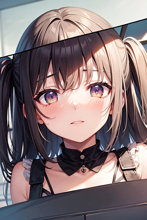 (((close up ass))), (I look up at the girls from the ground)、((The girl straddles the boy and touches his penis with her feet until he ejaculates.))、((A seductive wicked smile)), Yui、low length、(thin)、((5 years old girl))、(Bright white skin), (((child girl)))、Brown Hair、Messy hairstyle、(Forehead)、、Grey Eyes、Squint your eyes、white Cropped tank top、(covered nipples), ((Angle from below:1.5)), ((Black tight mini skirt))、belly button、(Thighs), White panties, crotch、(garter belt)、((foot)), (Angle from the bottom of the girl), ((Girl squeezes me with her crotch))、Lift your legs a little、((Foot on penis)), In the classroom of an elementary school、A girl on top, ((girl grabbing boys penis)), 1boy, boy is lying, (penis), The boy is exposing his crotch、((eject cum)), ((footjob))、