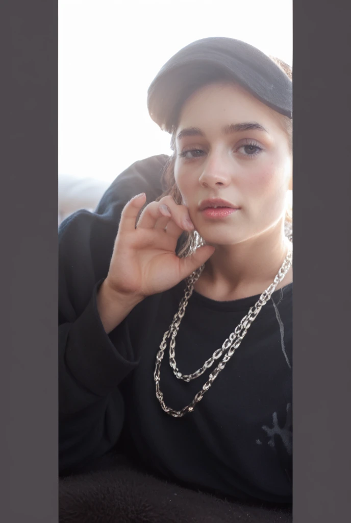 ((best quality)), ((masterpiece)), (detailed), close up, sitting on a swing in a playground, summer fashion photo shot, dynamic pose, dynamic angle, dark stormy sky, young italian woman, wearing black Dior apparel. 
