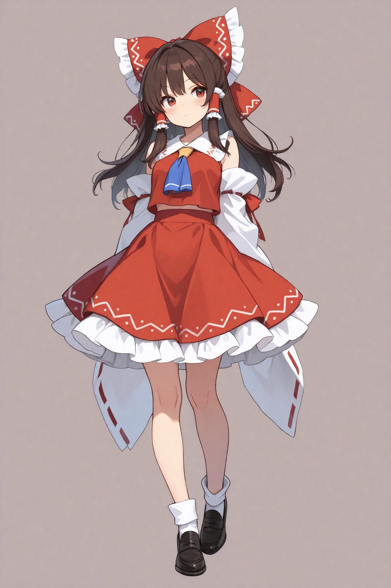 touhou, reimu, masterpiece, best quality, full body,standing,simple background