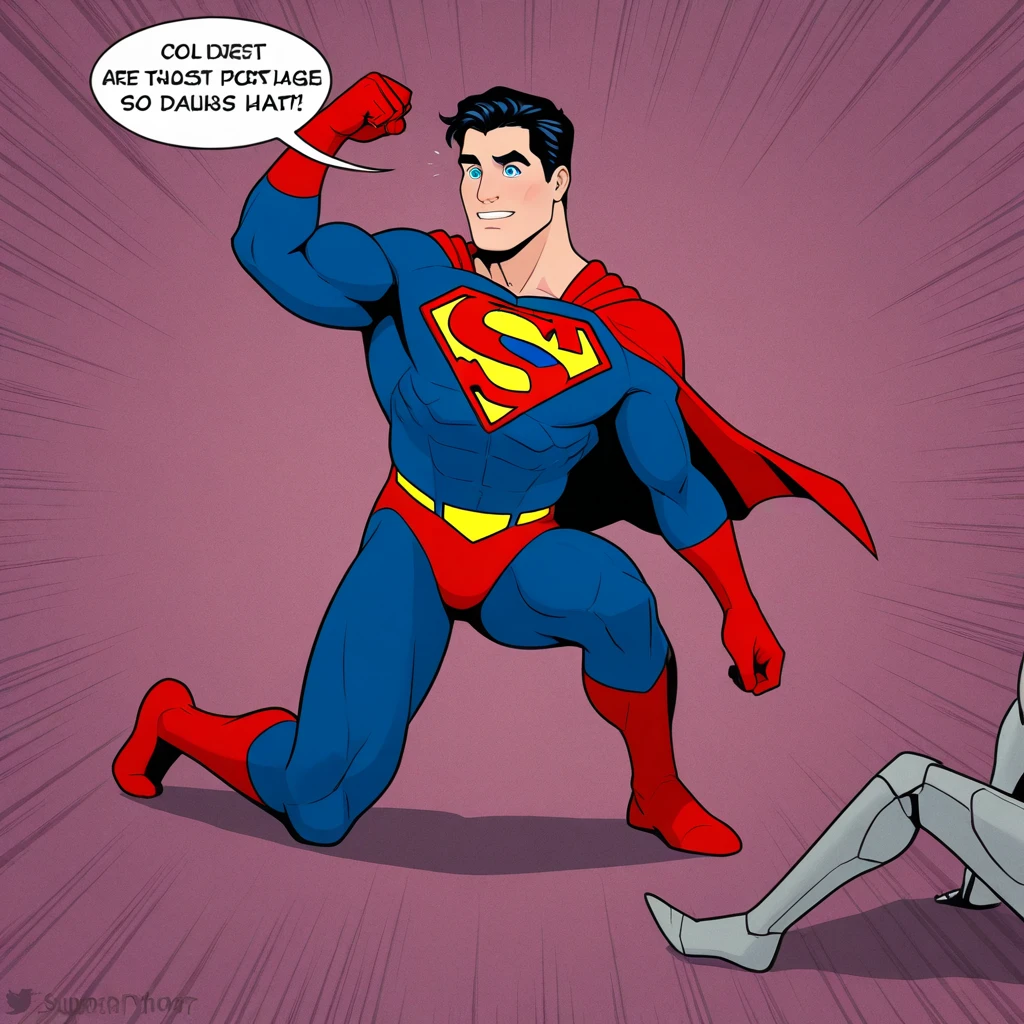 Sexy superman(male), homoerotic, nsfw,penis, holding a pink kryptonite 