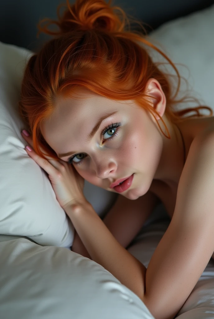 (young Kristina Pimenova ginger hair teen girl, blue eyes:1.6), (no panties:1.8), (naked, nude:1.8), (Without clothes, no bra:1.8),(long, messy hair, hair floating in the wind:1.6), blue eyes, detailed eyes, detailed lips, (lies nude, sensual, full body:1.5), (photo from different angles:1.5), (lies on creepy and scary gothic bed, fog:1.6), low neck, ray tracing, (best quality, 4k, 8k, high resolution, masterpiece:1.2), very detailed, (realistic , photorealistic, photorealistic :1.37), HDR, UHD, masterpiece, professional, vivid colors, bokeh, studio lighting