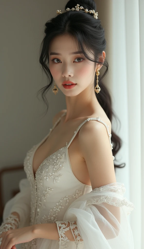 best quality, masterpiece, ultra detailed, cowboy shot, flowing, 3dmm, ink sketch,
color ink, ink rendering, octane render, pastels, rice paper,
1girl, beautiful detailed eyes, alternate hairstyle, ultra detailed hair, graceful, (charming), (delicate), pretty, cute, lace dress,
character in the center of the frame, rhythm, fantasy, looking at viewer, xxmix_girl,