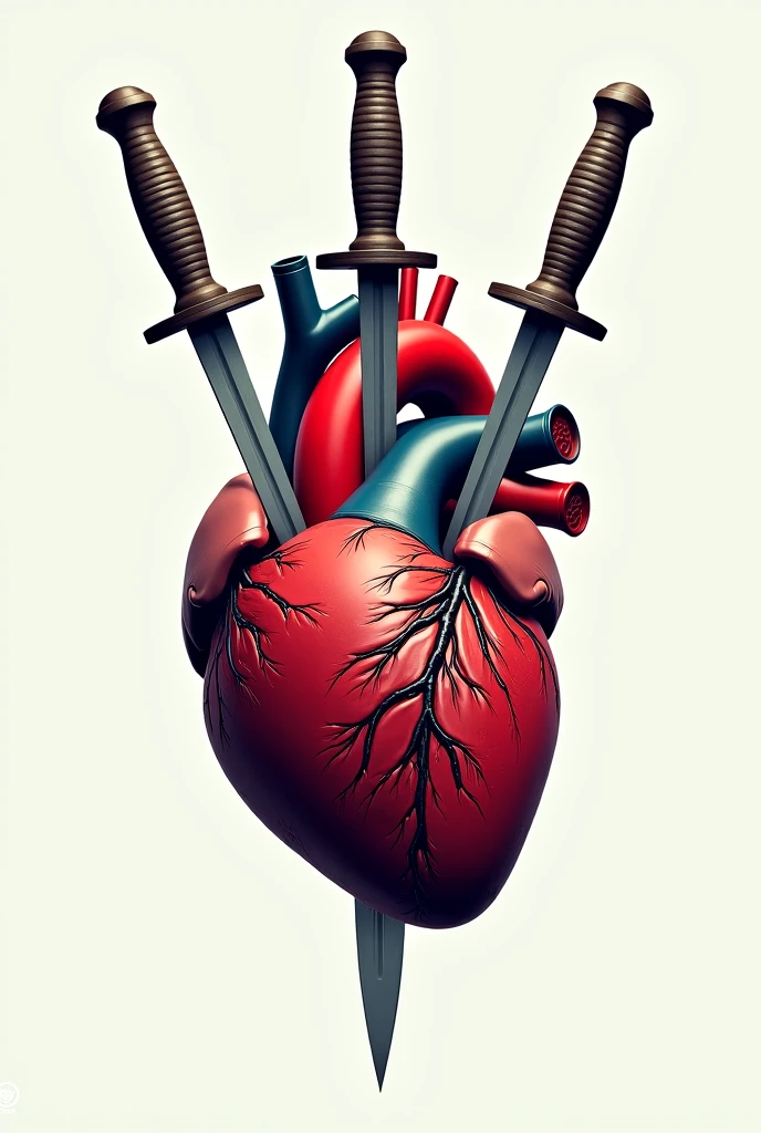 Please generate an image that depicts a human heart formed from a combination of iron and steel. The heart must be wrapped in chains that bind it firmly, representing strength and vulnerability at the same time. Additionally, I wish there were colorful lilies around the heart, adding a sense of beauty and life in contrast to the harsher elements. The image should convey a sense of duality between fragility and resistance, and also a mixture of organic and inorganic elements. Please be creative in your depiction of this scene.