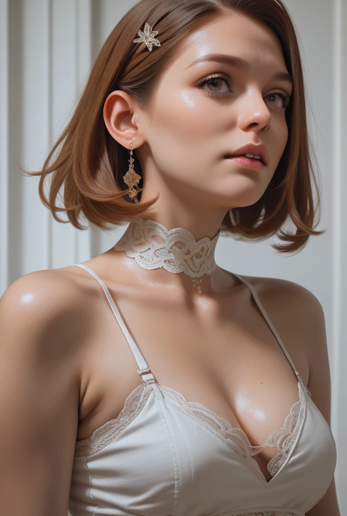 (8k, RAW Photo, Best Quality, Masterpiece:1.2), Ultra Detail, Super Resolution, (Realistic, Realistic Photo:1.37), Portrait, High Detail RAW Color Photo, Professional Photo, Extremely Detailed and Beautiful, Extremely detailed, 8k wallpaper, amazing and detailed, huge file size, official art, highly detailed CG unity 8k wallpaper, highly detailed beautiful girl, highly detailed face, highly detailed eyes, highly detailed skin, highly detailed fingers, highly detailed nose, very detailed detailed mouth , perfect anatomy, highly detailed background, highly detailed clothes, 1girl, (23:1.2), 23, cute girl, realistic body, fair skin, glowing skin , slim body, handsome body, blonde hair , smile, cute, youthful, cute face, realistic face, delicate eyes, drooping eyes, lingerie, see-through, earrings, looking at viewer, facing front, standing posture, Contraposto, dynamic lighting, very large breasts,