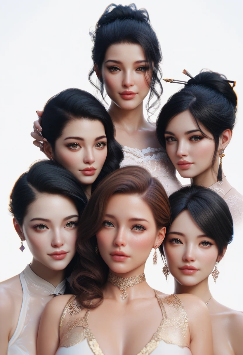 quadratic element，whaite hair，Young women