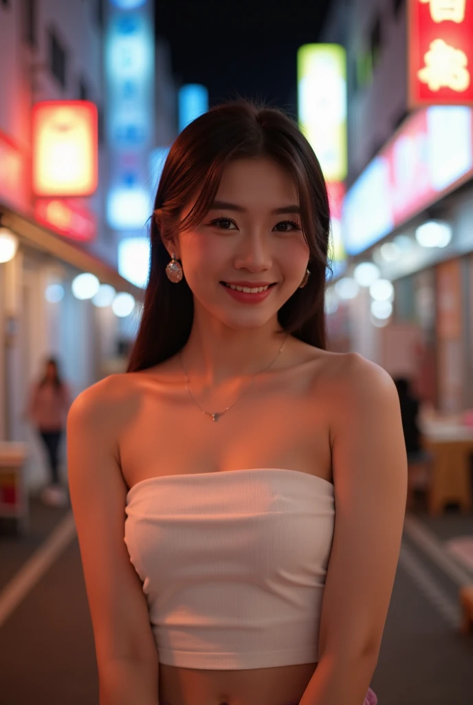 A 30-year-old Chinese woman in a white tight mini dress　Fair skin