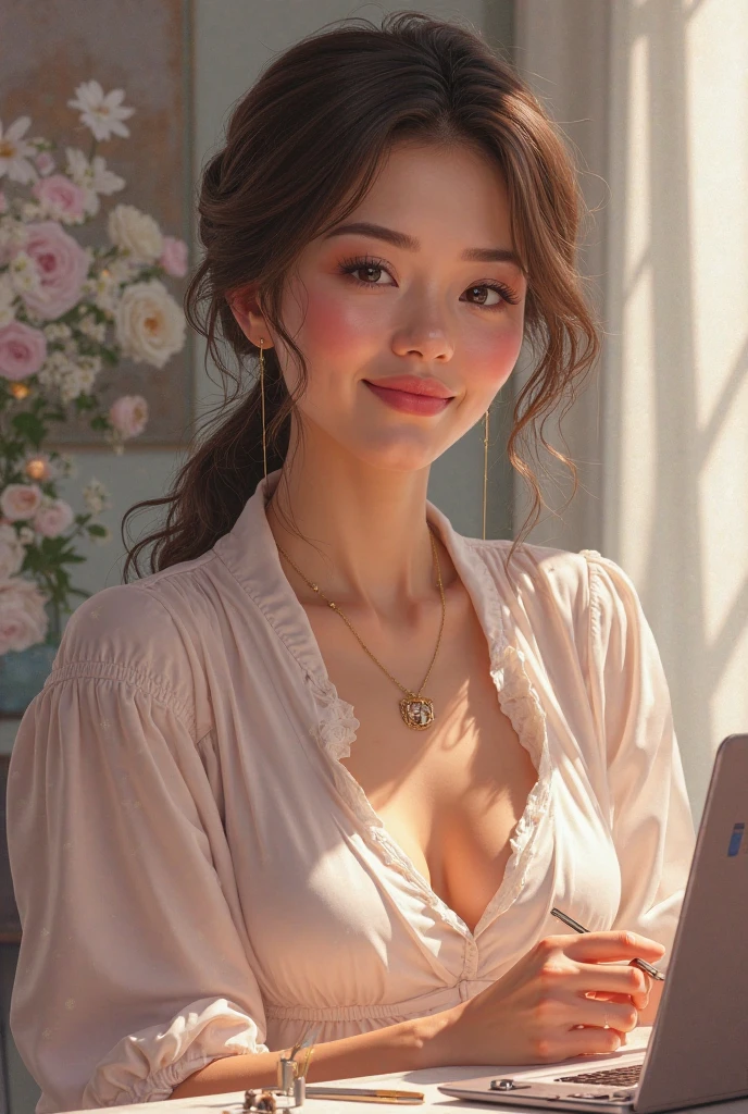 (((Masterpiece))),(((Super Detail))),(((in 8K))),(((best composition))),(((Rim lighting,Fireglow effect,deep shadow))),solo),Beautiful fingers,Detailed finger features,(Detailed hair features:1.7),(Dynamic and sexy bending pose:1.3),detailed facial features,detailed clothes features, (perky chest:1.1), (pointed chest:1.3), delicate beautiful face, Bright blue eyes, cute eyes, sparkling eyes, Big eyes, beautiful detailed eyes,double bun with glittering hair ornament:0.6,(super detailed glossy skin:1.3),slender body,goddess smile,((with sparkling eyes and a contagious smile)),beautiful posture,have a cup of coffee,black hair, red eyes, dress, bare shoulders, jewelry, collarbone, sidelocks, hairband, earrings, indoors, off shoulder, sweater, arms behind back, plant, short hair with long locks, white hairband, off-shoulder dress, sweater dress, off-shoulder sweater, red sweater, big side hair, very long side hair,(super delicate floral pattern:1.2),seductive cleavage:1.3,beautiful glossy legs,shiny red high heels,lifting dishes with cakesd,french restaurant,hustle and bustle,rising steam,(((depth of fields)))