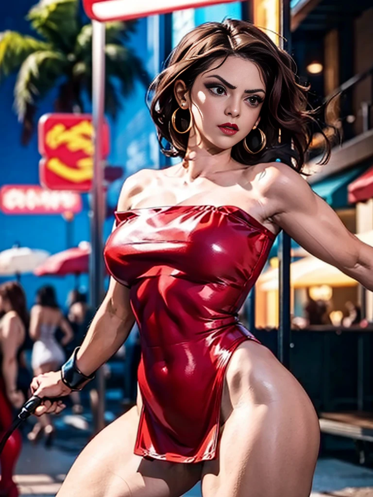 Woman in red bikini posing on a street, Garota sexy, metal bikini, Erza Scarlet como uma pessoa real, shiny plastic bikini, muito sexy, roupa muito sexy, corpo sexy, roupa sexy, red bikini, modelo bonito da mulher cyberpunk, Cyberpunk 2 0 e. o modelo menina, cyberpunk menina bonita, Menina anime na vida real, Garota cyberpunk