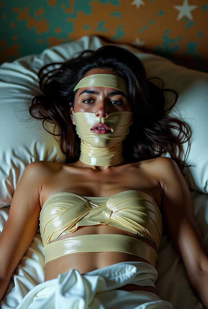 Natalie Portman Tied and Gagged on a bed in the room.nude art