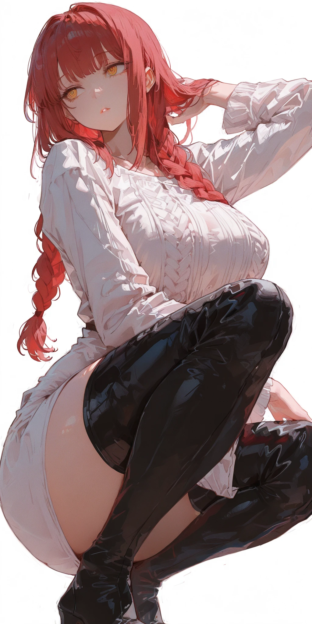 ((best quality, 8k, masterpiece:1.3)),focus:1.2, female high school student,Drive a motorcycle,Perfect S-shaped body,(firm eyes)(Lovely),delicate face,Waist-length hair,long flowing hair,tilt your head,Smile,hair details,Delicate Full Body Portrayal,Delicate depiction of the face,best picture quality,high resolution,background for this,Delicate portrayal,Exquisite details,Rich in details,Facial strengthening,(crop top,short skirt),Blue sky and white clouds,Sitting Among the Flowers,wooden house,There are no bags under the eyes