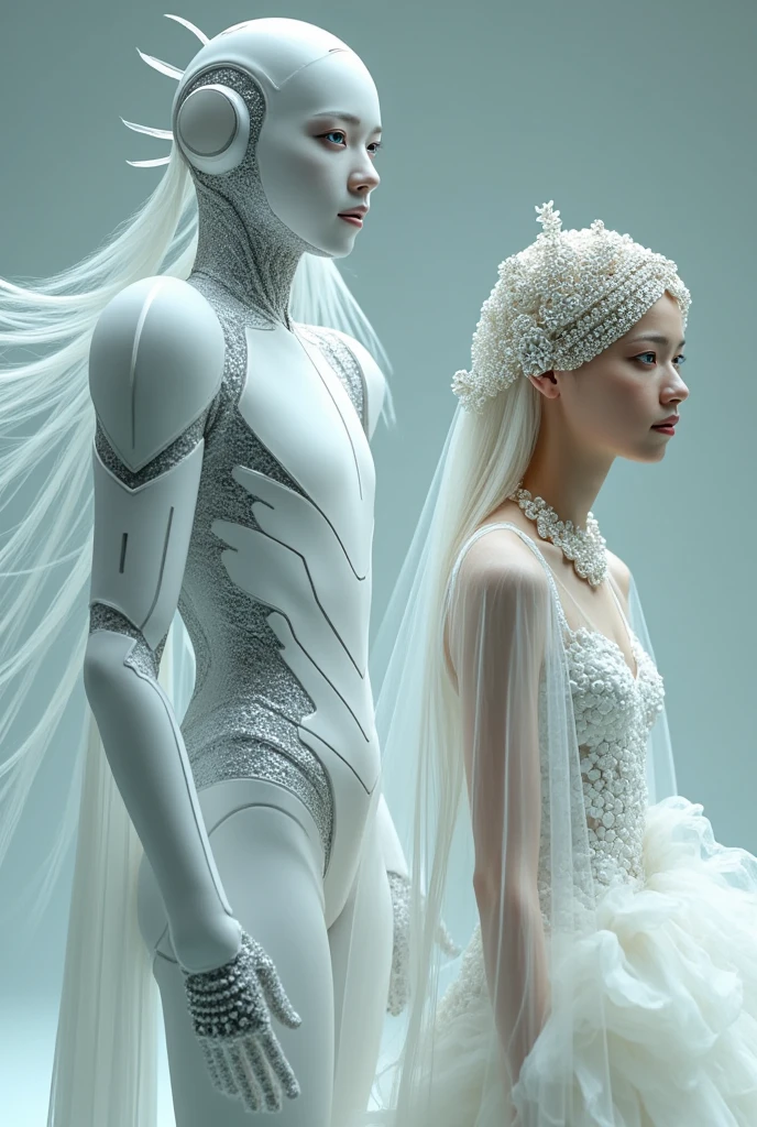 Samus Aran Zero Suit and Zelda next to her, in a white room