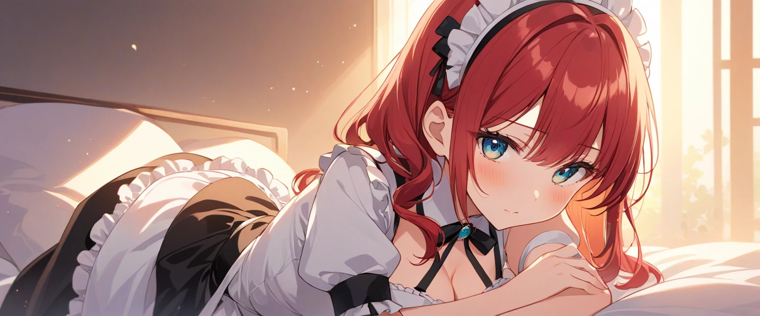 maid pelirroja en bikini pintando un cuadro de arte mientras una maid rubia en bikini modela para ella