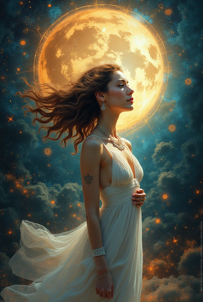 a woman with flowing sheer silk clothes, yelling as she summons a dragon ball, blasted moonscape, highly detailed, 8k, photorealistic, cinematic lighting, dramatic, powerful, energetic, athletic, young female, detailed face and eyes, flowing hair, dramatic pose, powerful energy, dragon ball, blasted moonscape, dramatic sky, glowing energy, cinematic, epic, stunning, masterpiece