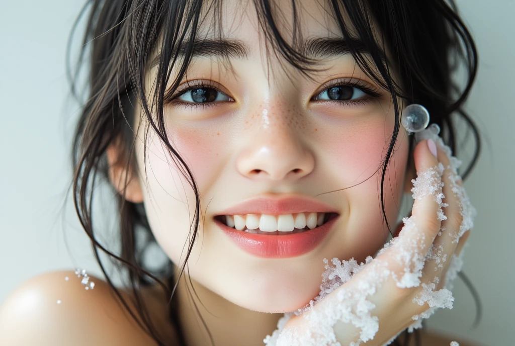 (Highest quality, 4K, 8k, High resolution, masterpiece:1.2), Very detailed, (Realistic, photoRealistic, photo-Realistic:1.37)、smile、Black halter neck sleeveless、(((Bukkake)))、Lips parted,