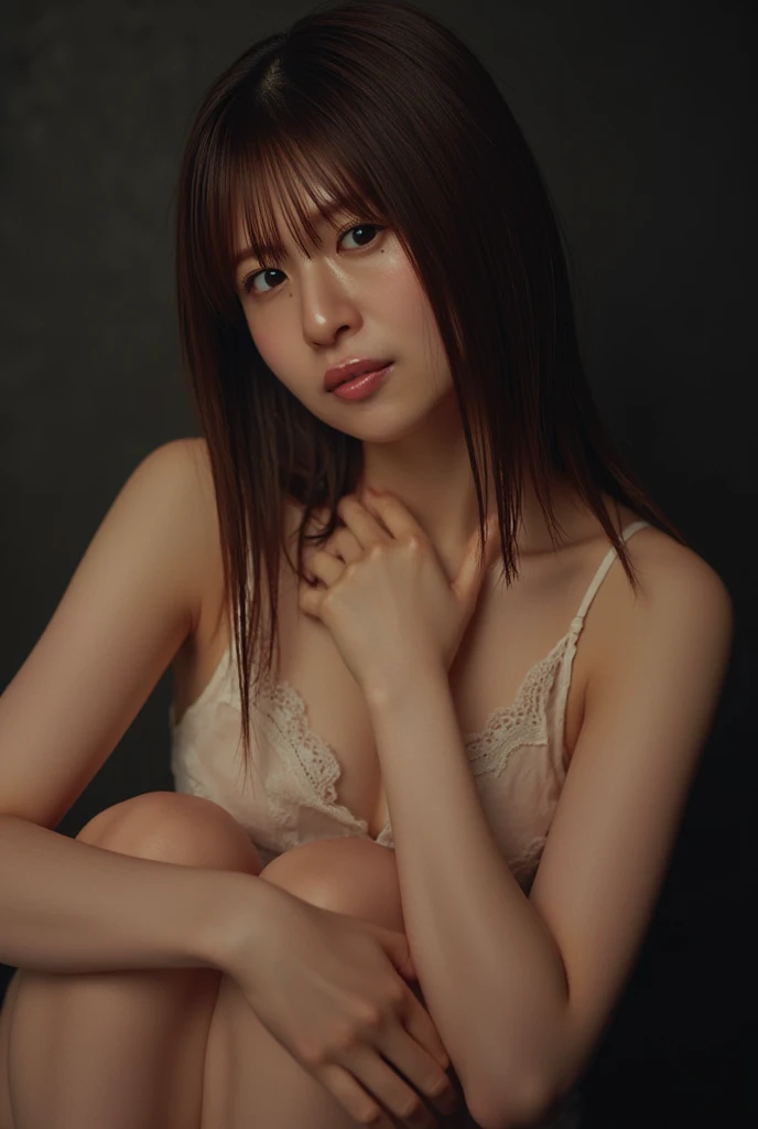One girl, woman, masterpiece, Highest quality, Highest quality, Cinema Lighting, (Volumetric lighting), Very detailed CG unity 8k wallpaper, Concentrated, 8k wallpaper, Very detailed, Ultra-realistic, Realistic, Sharp focus, Absurd, (High resolution:1.2), (High Contrast), photograph, Detailed and complex, Very detailed, Digital Painting, Smooth, Sharp focus, View your viewers, (Long Hair), (Light brown hair), whole body, naked, nude,spread legs, (squatting:1.3)