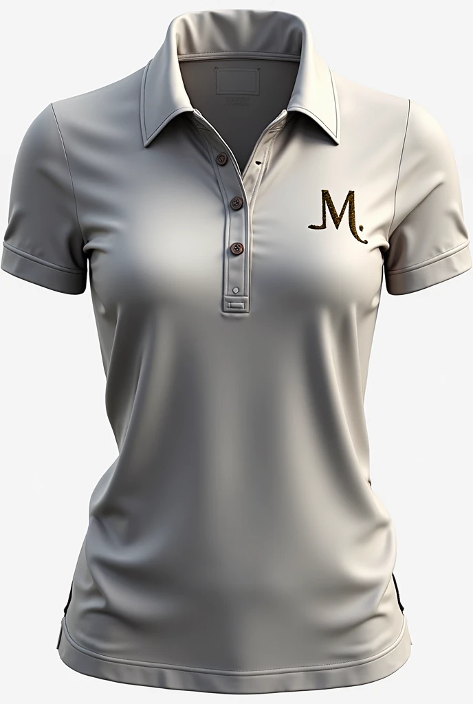 a woman wearing a gray polo shirt and jeans, gray shirt, wearing polo shirt, manga curta, collar shirt, wearing a dark blue polo shirt, academic clothes, in a dark teal polo shirt, in metallic gray, gray screen, neck collar, in a dark green polo shirt, gray dark, steel gray body, neckleace, casual outfit