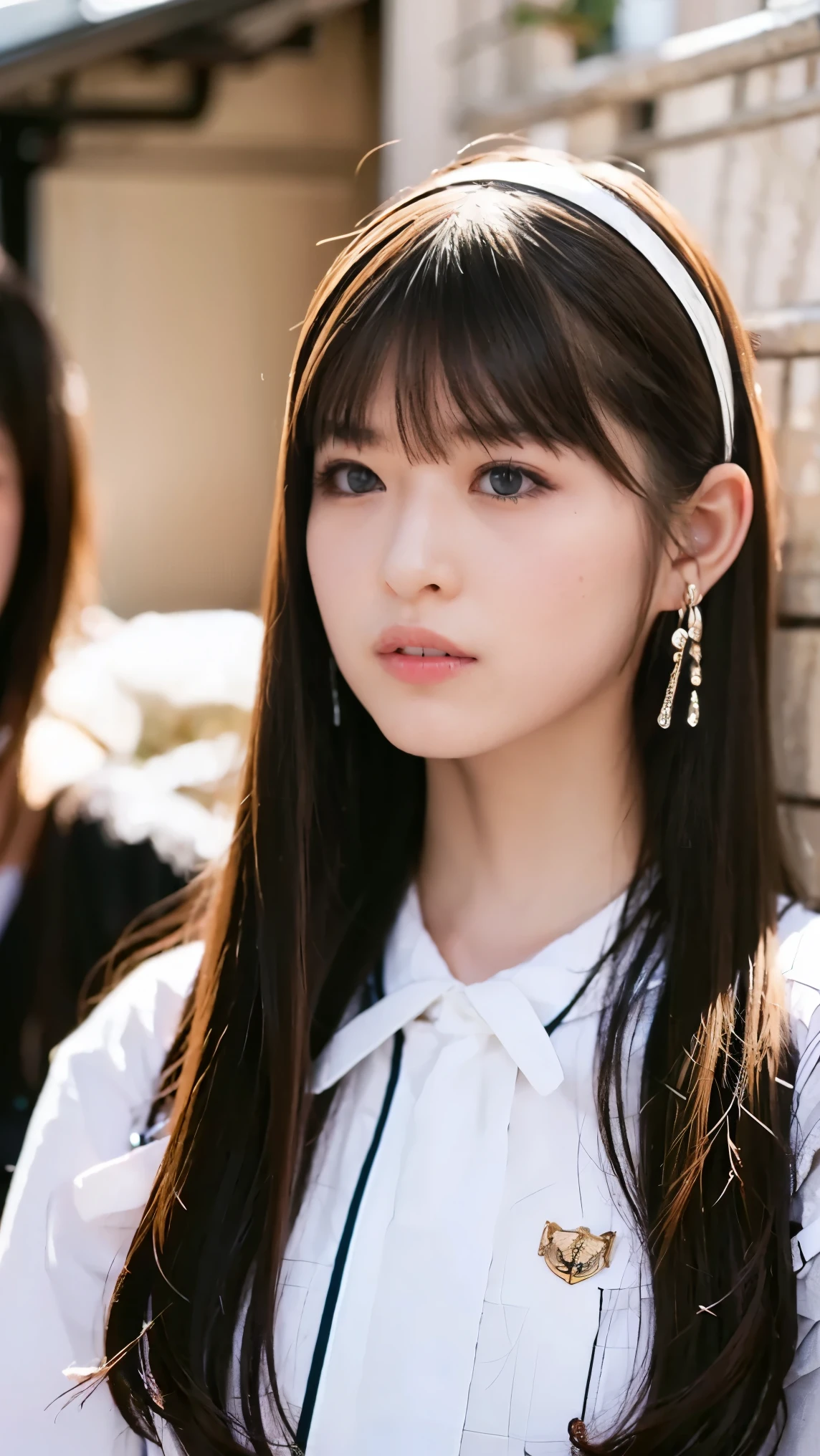 girl, Japanese High School Girls, ((uniform)), upper body, white cat ear headband with earrings、Shibuya City, masterpiece, Best Quality, Best Quality, Movie Lighting, ( Stereo lighting ), extremely detailed CG unity 8kの壁紙, Concentrated, extremely detailed, is overexpressed , photorealistic, sharp concentration, absurd, (high resolution:1.2), (high contrast), photos by 1 velcro, Detailed and Complicated, instagram, Portrait, very detailed, Digital Painting, Art Station, concept art, smooth, sharp concentration, illustrations, Movie Lighting, viewer holding their own hair, (standing), ((Hipshot:1.6))