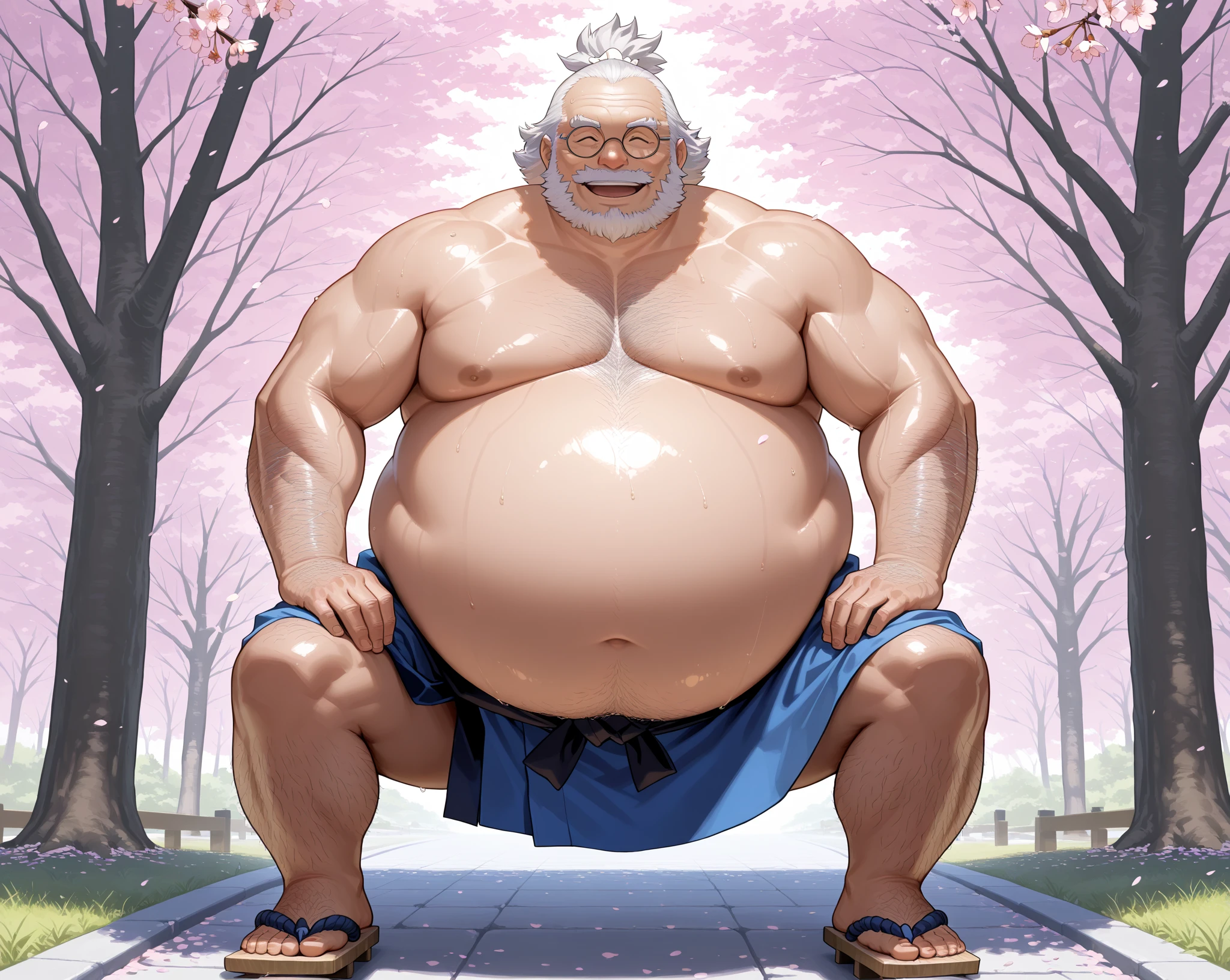 Very fat king walking down the street( nude) Animation The Emperor's New Clothes, large erect penis