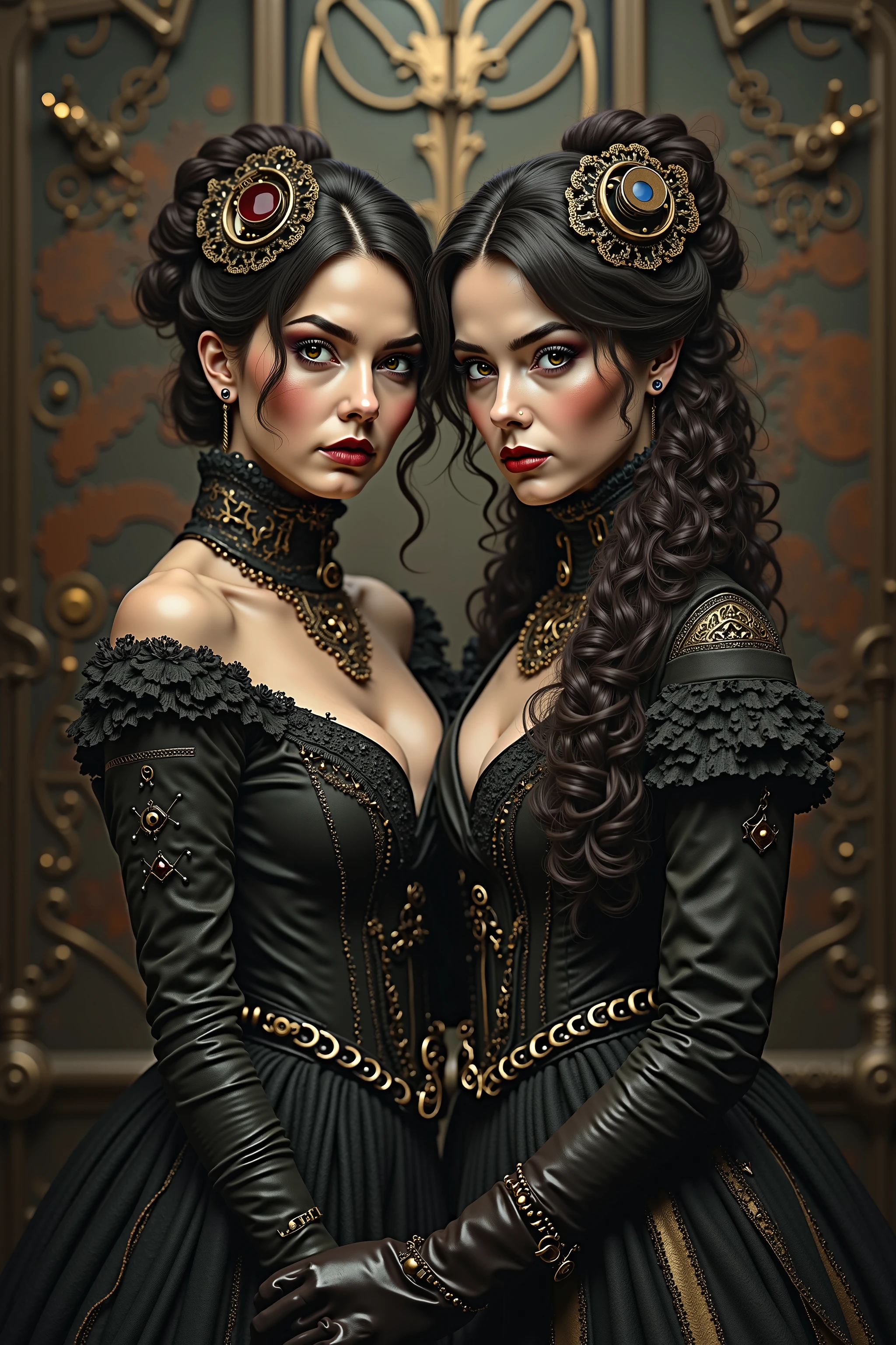 (masterpiece, best quality), 8k, portrait of a beautiful gothic lady, large breasts, gothic fashion, corset