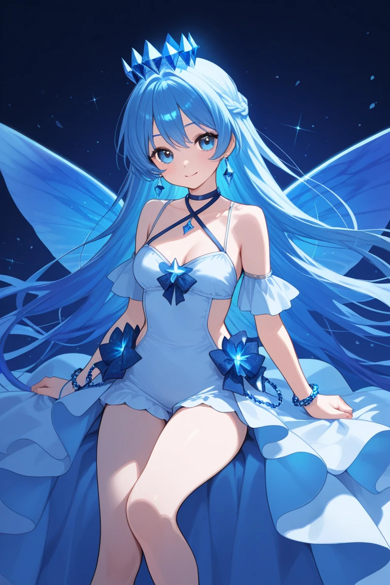 masterpiece, best quality, highres, detailed, perfect anatomy,
1girl, solo, Cure Beauty, <lora:CureBeauty:0.7>,
blue dress, chest pearl, head wings, headdress, magical girl,