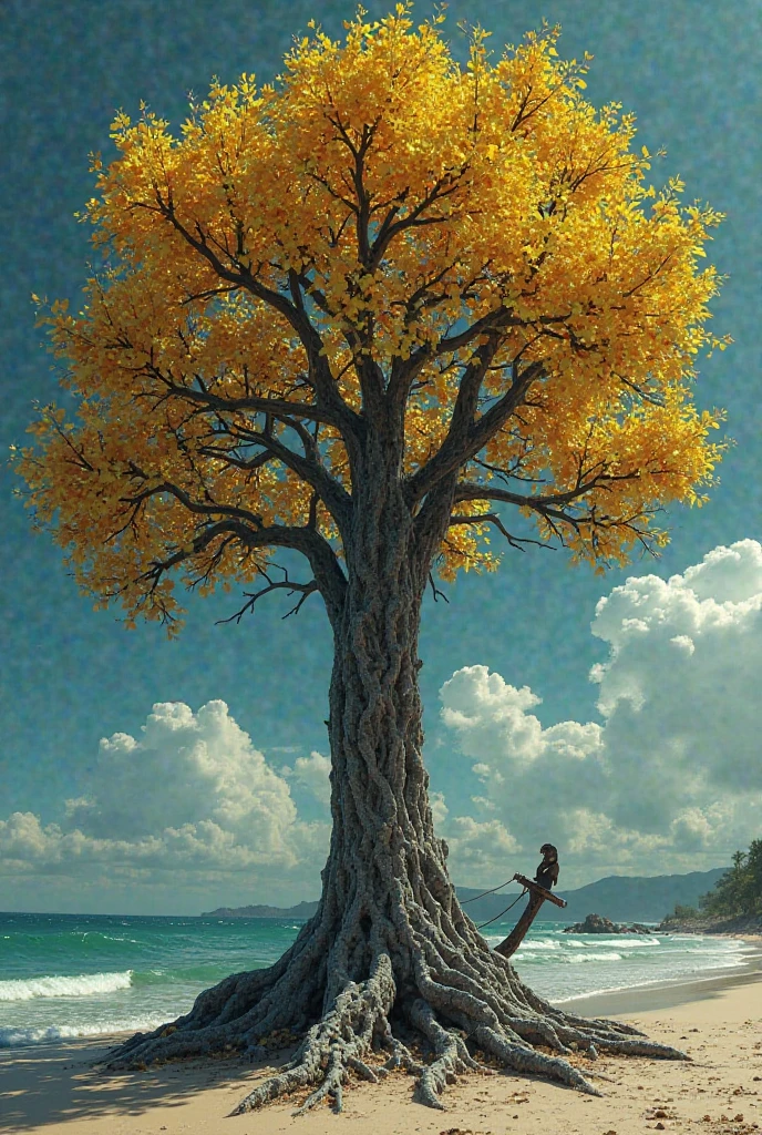 logo, A tree with intricate branches and roots, full of ancient and modern symbols intertwined in the branches and roots, indicating the deep connection with wisdom.