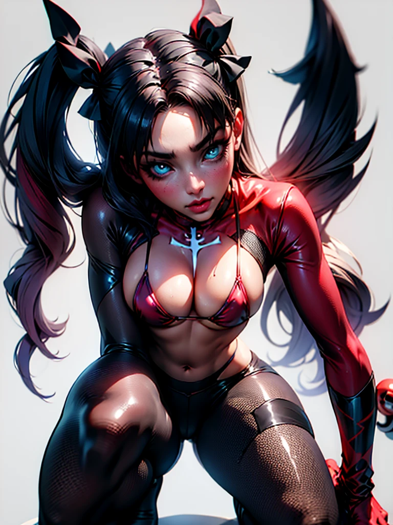 anime character with long black hair and pink makeup posing, albedo from the anime overlord, shalltear from overlord, in jojo\'s bizarre adventure, nezuko, albedo from overlord, kimetsu no yaiba, from overlord, mika kurai demon, nezuko-chan, anime character; full body art