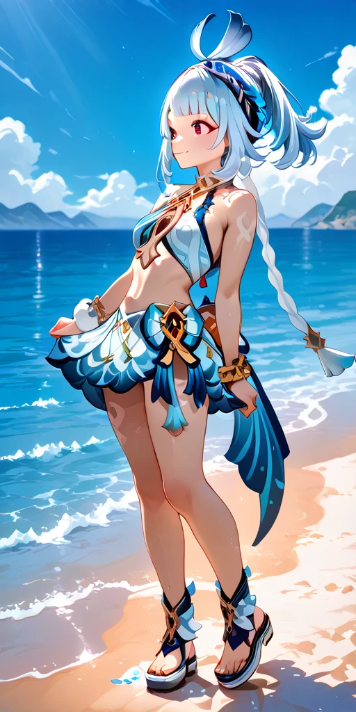 arafy anime girl in a bikini with a bow and a bow, anime girl walking on water, 2. 5 d cgi anime fantasy artwork, trending on cgstation, anime fantasy artwork, ahri, anime fantasy illustration, pixiv 3dcg, pixiv trending, pixiv contest winner, artwork in the style of guweiz