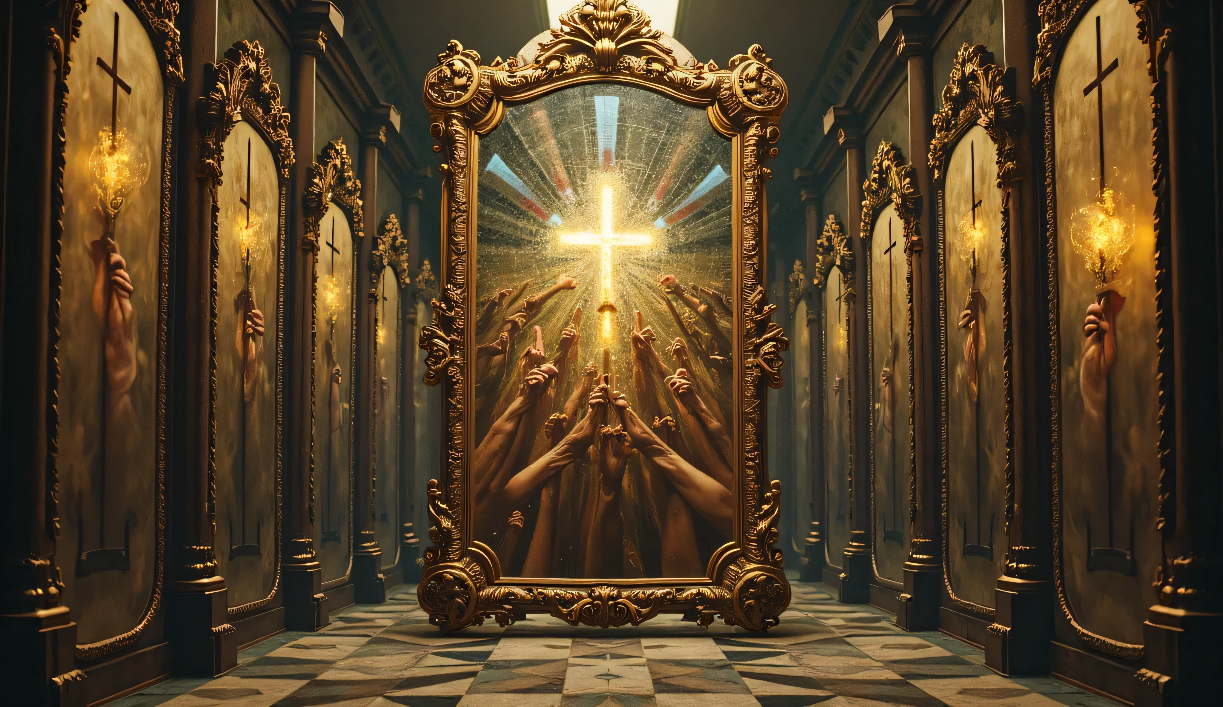 (stained glass Background, Masterpiece, White and vivid colors, (Exposed:1.2), (nipple:-0.9)), (9 sexy junior idols in row), ((face variations, Hair variations)), { Navel | Ass }, portrayed in the best quality and high resolution. The image should be ultra-detailed, realistic, and photorealistic with a touch of rawness. Strange wear. concept art. The color tone should be vibrant and vivid, enhancing the overall visual impact. (Whole Body proportions and all limbs are anatomically accurate), (Vivid Colorful light shines through the delicate stained glass).