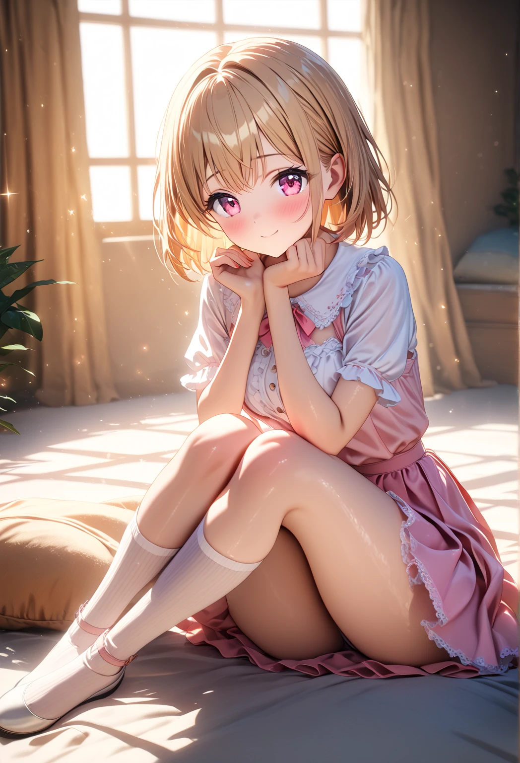 Pretty Cure girl opening her crotch with both hands、realistic underwear、Girl lying with her legs spread、Pay attention to the panties、((Sweat))((masterpiece、highest quality、Super fine、High resolution))、Please take a photo from the front、I shower a lot of cum in my panties、1 girl,(white liquid)、blonde、There'it's in my crotch、Brown eyes、beaver、short hair、scared face、red cheeks、Bukkake、toilet