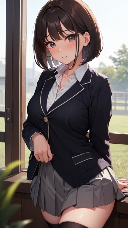 (masterpiece:1.2, top-quality), (realistic, photorealistic:1.4), beautiful illustration, (natural side lighting, movie lighting),
looking at viewer, 1 woman, japanese, 22 years old, high school teacher, perfect face, cute and symmetrical face, shiny skin, babyface,
(short hair, straight hair, dark brown hair), hair between eyes, dark purple eyes, (middle breasts, seductive thighs, big ass), piercings,
beautiful hair, beautiful face, beautiful detailed eyes, beautiful clavicle, beautiful body, beautiful chest, beautiful thigh, beautiful legs, beautiful fingers,
((navy tight skirt, white collared shirt), open shirt, black pantyhose), purple neck ribbon, ,
(beautiful scenery)In the grass in the meadow, ((girl on all fours)) A large dog is lying on its back.
Her face is bright red, her brow is furrowed, her mouth is open, and she looks delighted. Her large breasts and nipples are standing out, even through her shirt. The skirt is shorter than normal, but even shorter. The girl has brown hair.
(Very short skirt).
(Very short skirt).
She is wearing a very short skirt.