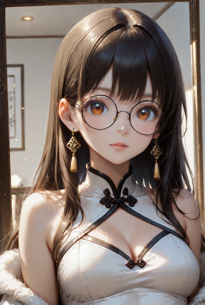 got itですかですか、(best illustrations)、8k UHD resolution、intricate details、highest quality、realistic、Super detailed、best lighting、best shadow、soft lighting、ultra hd、超realistic、Tyndall effect、Photoreal、(high detail skin:1.2)、 (intricate details, compensate, face to face with the children_v1:0.5), (got it, beautiful and delicate face, got itですか, beautiful and delicate eyes, perfectly proportioned face, high resolution skins, fine skin, Optimal ratio of 4 fingers and 1 thumb, arm under chest, red tattoo on lower abdomen、Wow wow, wide hips, smooth abdomen, thin and thin skin, __fashion__, __hair__:1.25)、Digital single-lens reflex camera、 absurd、(table top: 1.3), (maximum resolution: 1.2), (ultra hdTV: 1.2), cinematic light, fine eyes and skin, detailed facial features, , (sharp focus: 1.2）, (focus on the face:1.2),perfect style, beautiful face, acura, anatomically correct, Highly detailed face and skin texture, fine eyes, double eyelid, thin eyebrows, glitter eyeliner: 1 natural cheeks, Glossy skin, Fair skin: 1.2, (glossy lips: 1.4),(embarrassed look: 1.2),Highly detailed face and skin texture, fine eyes, double eyelid, natural cheeks,  glossy lips: 1.4,exposed cleavage、Bewitching。charm、 Beautiful devil woman from hell, デヴィッド・ホックニーとアルフォンス・ミュシャによる超realistic女性の肖像画, charm女性の肖像画、fantasy art, Chinese humanoid robot、chinese actress、dungeon、dragon、devil&#39;palace of、devil&#39;torture chamber、night、dark style 、in the dark、(detailed spooky background:0.8), magic、 1 girl、evil nun、dark necromancer、Succubus、devil&#39;Daughter of、Shinonome Umi、bat wings，(((devil&#39;Horn)))、 ((((giant glasses, otaku glasses, thick glasses, round glasses)))),(((big breasts)))、(devil&#39;tail)、(red eyesは光り輝いて:1.6)、red eyesは非常に鮮明で詳細です, your eyes are so beautifully made, ((red eyes:1.0)),intricate tattoo, demonic intricate tattoo, thigh tattoo, body tattoo, masterpiece、最もbeautiful face、baby face、cute smile、beautiful plump red lips、筋肉のcharm体、devilのcharm体、devil style、charmブラックマジックコスチューム、The long-haired、Braid、Black hair、Ponytail distortion、, Ponytail with a bow tied at the back of the hair, beautiful expression、body up、big breasts強調、bust,  super tight chest, Breast augmentation surgery, Breasts are very big and round,tight waist、wide ass、 secret key, cowboy lens, (black phoenix dress: 1.0),  devil crown,  bright red jewel necklace、Jewelry G Wise,  Please wear black mesh socks,wearing light red、nffsw, nffsw, Meeting beautiful girls, look at the girl&#39;Main body,
