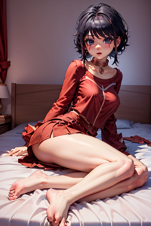 1 girl in a fantasy town tavern sitting on a bench,very detailed illustration, intricate, very realistic, hdr, 4k, 8k, (masterpiece:1.0), (best quality:1.4), (ultra highres:1.2), ((photorealistic:1.4)), sharp focus, <lora:Megumin:0.66>,(megumin Konosuba),red eyes,flowing hair, "light brown hair", beautiful smile, happy, [:(detailed face:1.2):0.2], (style-empire:1.1), (red witches hat:1), full body, small breasts, (AS-Young:1.3), bandaged left leg, (extremely detailed realistic hands),, detailed skin texture, (blush:0.2), (goosebumps:0.3), subsurface scattering, Photorealistic, Hyperrealistic, Hyperdetailed, analog style, hip cocked, demure, low cut, black lace, detailed skin, matte skin, soft lighting, subsurface scattering, realistic, heavy shadow, masterpiece, best quality, ultra realistic, 8k, golden ratio, Intricate, High Detail, film photography, soft focus