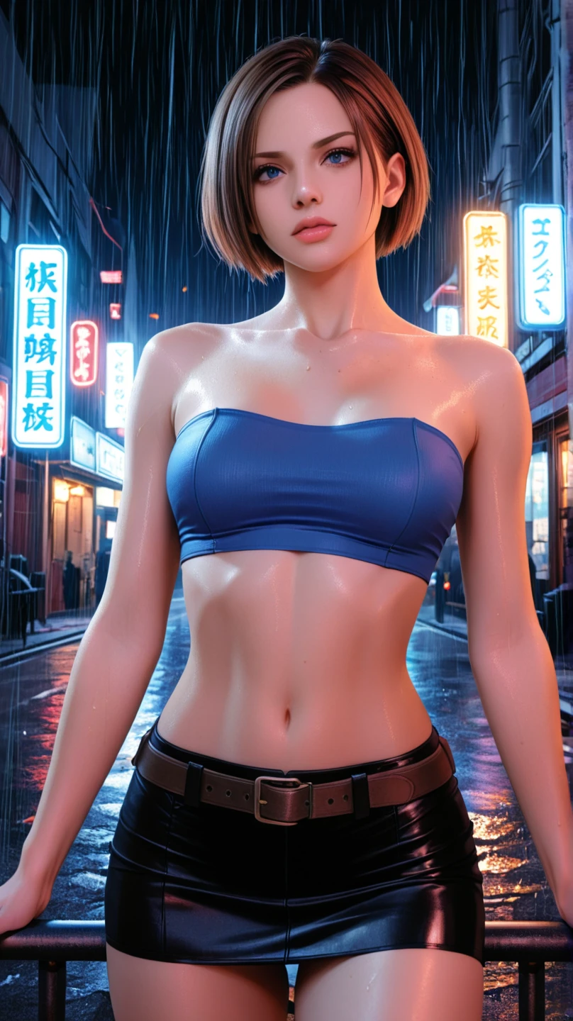 masterpiece, best quality, 1girl, nagisa, a young girl named nagisa wearing an off-shoulder jacket, open to reveal a white one-piece swimsuit underneath, She is striking a dynamic and expressive pose, The background is richly detailed, featuring an urban setting with diverse architecture, vibrant street art, and bustling city life, The lighting is dramatic, with a play of shadows and highlights enhancing the depth and texture of the scene, giving a vivid and immersive feel, <lora:doaxvv_nagisa_v2-000012:0.7> <lora:ral-semiconductor-sdxl:0.8>