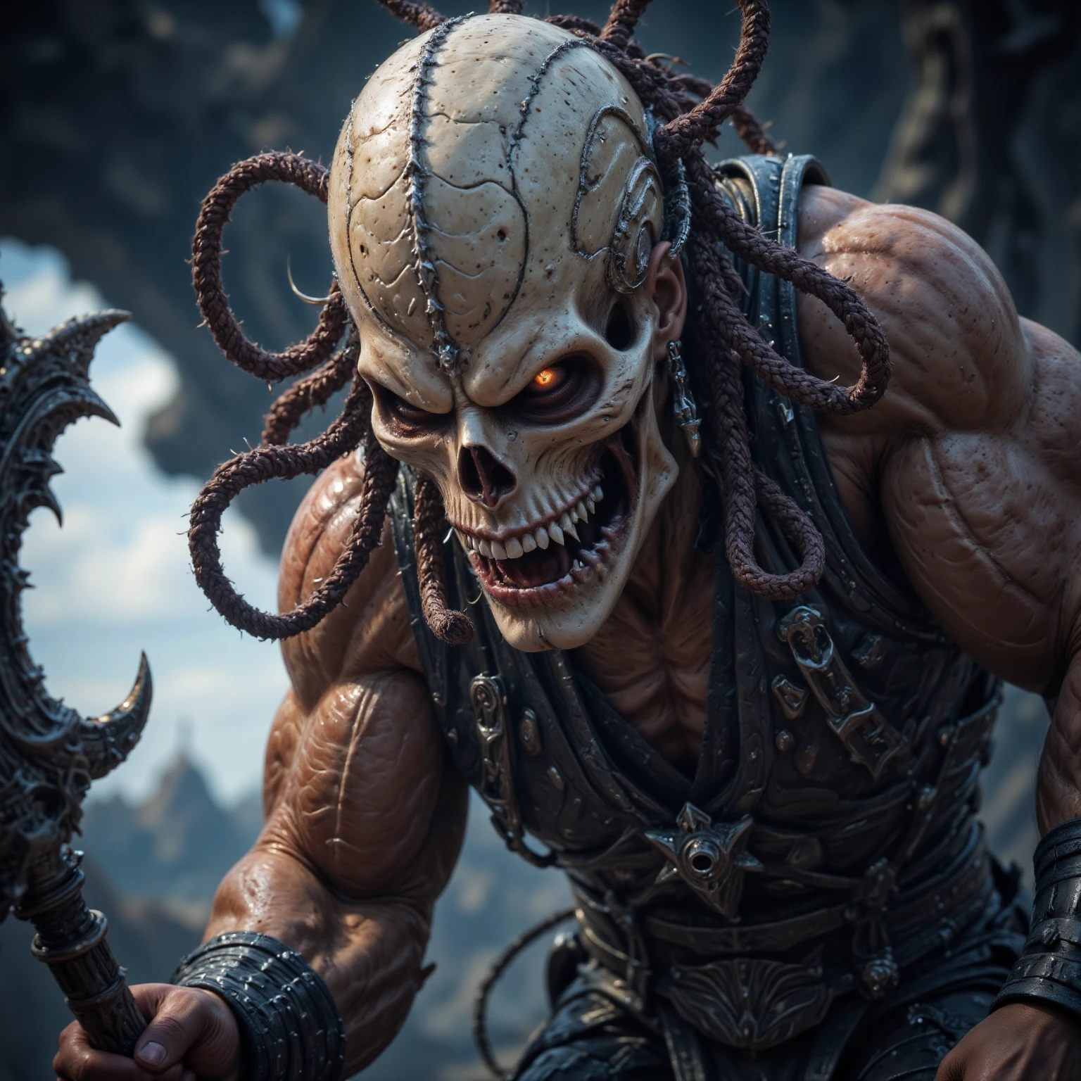 Amazing detailed photography of a perfect beautiful 1girl post apocalyptic, horror; by Clint Langley, Simon Bisley, SFX, insanely detailed & intricate, hypermaximalist, elegant, ornate, hyper realistic, super detailed, serene, canon, 85mm<lora:LoraHorrorS4w3d0ff_v10:1>