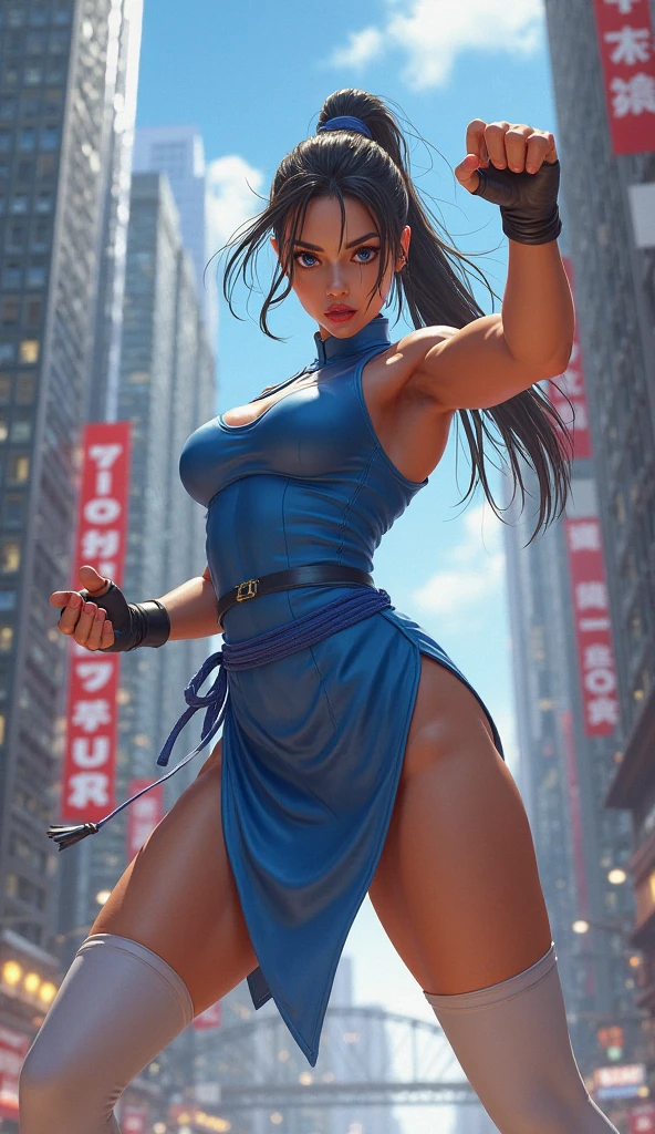 masterpiece, best quality, high quality, high definition, high quality texture, high quality shadow, high detail, realistic, cinematic light, side lighting, lens reflection, ray tracing, sharp focus, An American black woman with fabulous curves, with naturally formed and secure breasts, for a more voluptuous and attractive bust, thick thighs, effecting a shouryuken of ryu from street fighter 2, 3d render in 8k, best quality, masterpiece, nikon, realistic light and shadows, 8k, ray tracing, nvidia, unreal engine 5