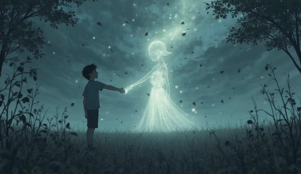 The image of his love emerges in the boy's memory 
